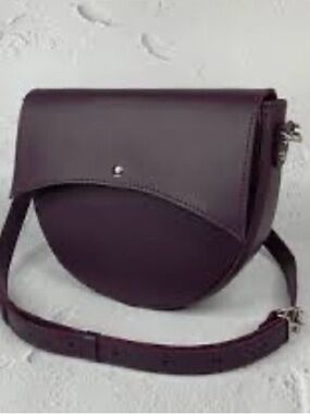 Minimalist Half-Moon Crossbody Bag in Plum